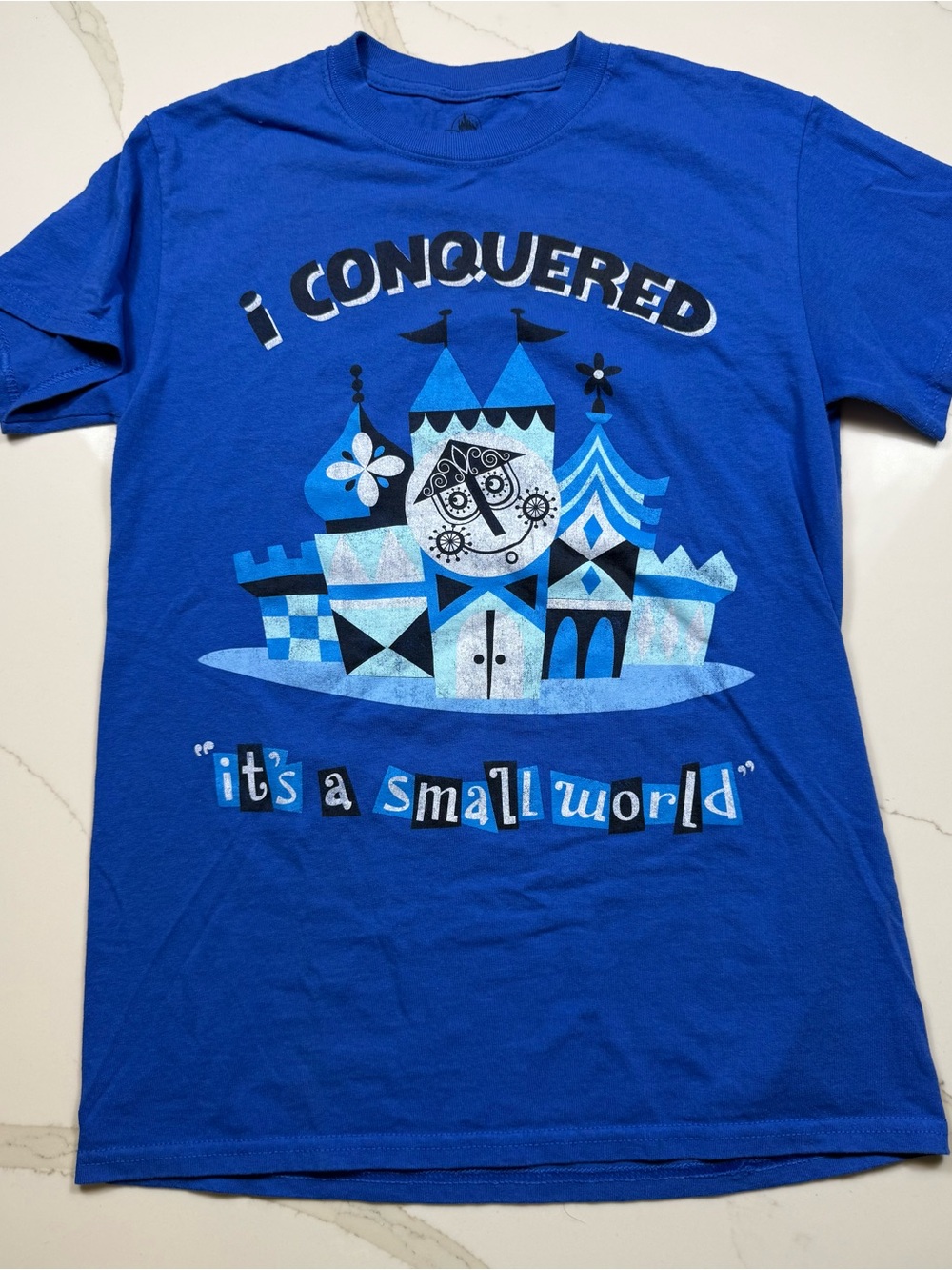 Disney Blue "I Conquered It's a Small World" Kids Tee